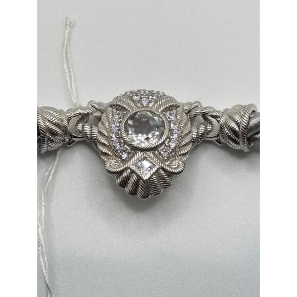 Judith Ripka 925 Sterling Silver Twisted Rope Necklace W/Convertible Cubic Zirco - Picture 7 of 11